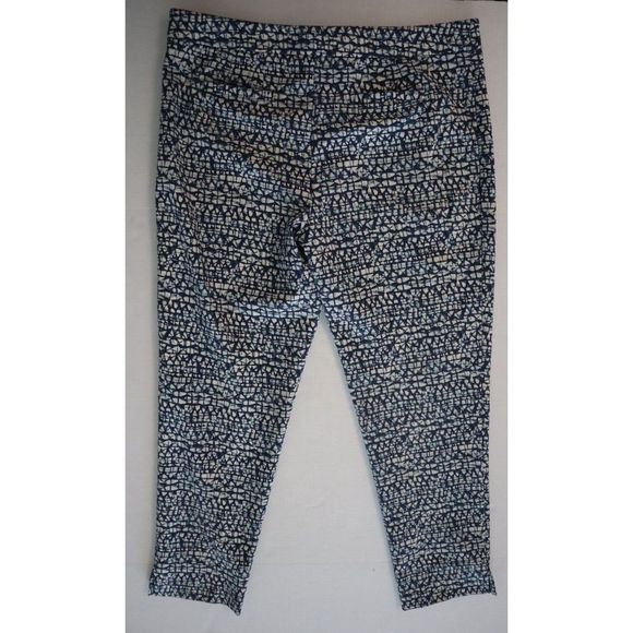 Tory Burch 11152205 Women's Sz L Blue Tribal Print Ponte Ankle Pants $250 - Picture 2 of 13